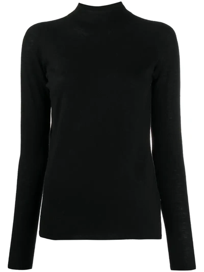 Vince Boiled Cashmere Funnel Neck Pullover In Black