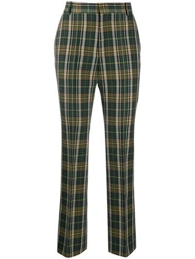 Plan C Check Print Trousers In Green