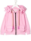 NATASHA ZINKO RUFFLE TRIM ZIP HOODIE