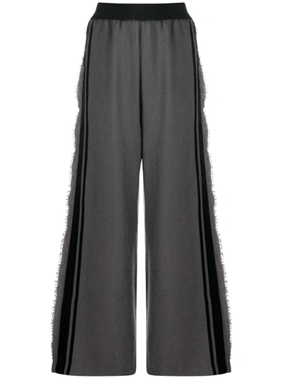 Uma Wang Frayed Trim Wide-leg Trousers In Grey