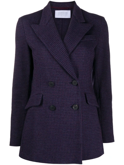 Harris Wharf London Double Breasted Plaid Check Blazer In Blue