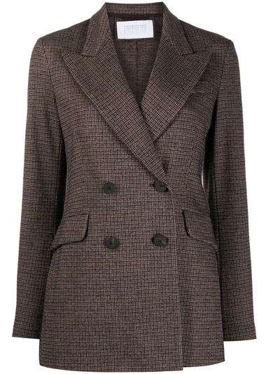 Harris Wharf London Double Breasted Plaid Check Blazer In Brown