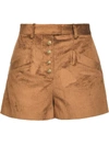 Pinko Distressed Corduroy Shorts In Brown