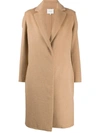 Vince Double Breasted Wool Blend Belted Coat In Brown