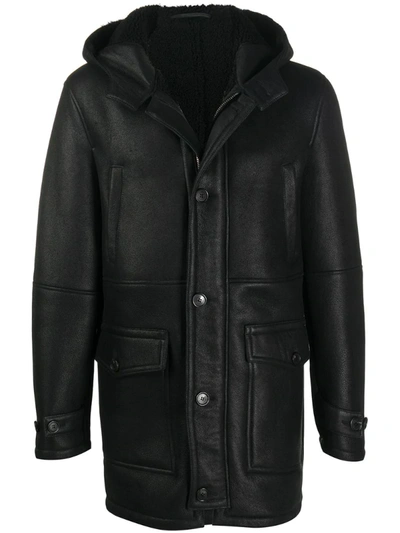 Dondup Flap-pocket Hooded Coat In Black
