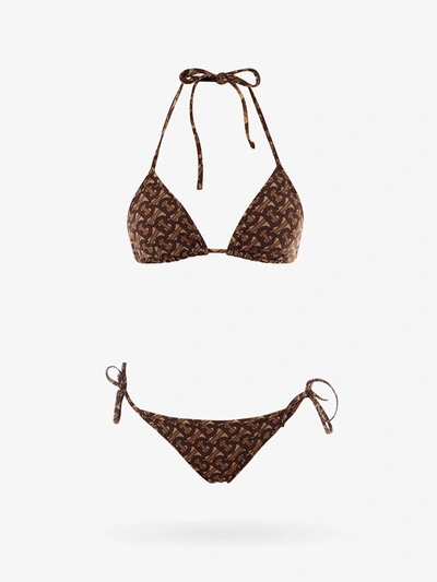 Burberry Monogram Print Triangle Bikini In Brown