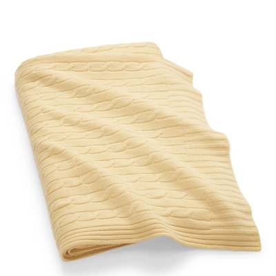 Ralph Lauren Cable Cashmere Throw Blanket In Yellow