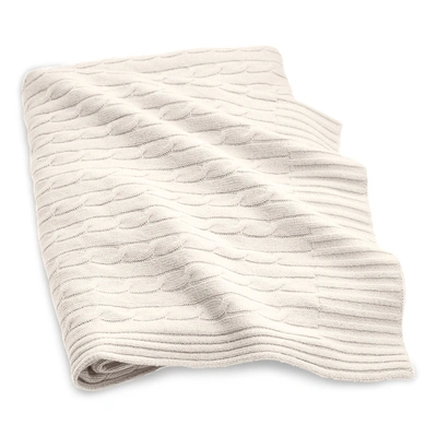 Ralph Lauren Cable Cashmere Throw Blanket In Cream