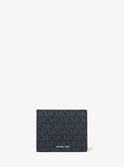 Michael Kors Cooper Logo Billfold Wallet With Coin Pouch In Blue