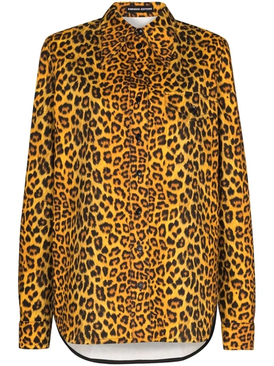 Kwaidan Editions Leopard-print Denim Shirt In Yellow