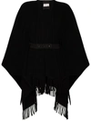 MONCLER BELTED-WAIST WOOL PONCHO