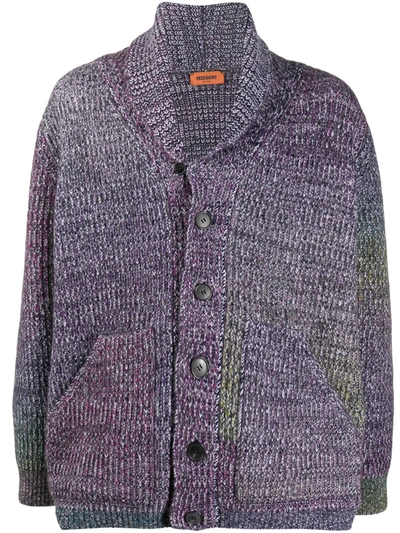 Missoni Mottled Wool Knit Cardigan In Purple
