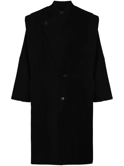 Iroquois Mosser Wool Coat In Black