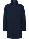Prada Technical Fabric Raincoat In Blue