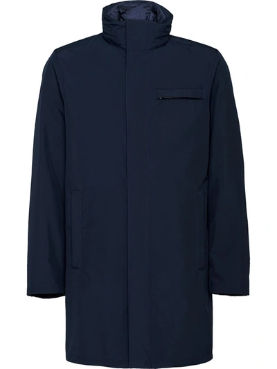 Prada Men's Solid Technical Canvas Raincoat In Navy