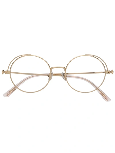 Jimmy Choo Studded Round-frame Glasses In Gold