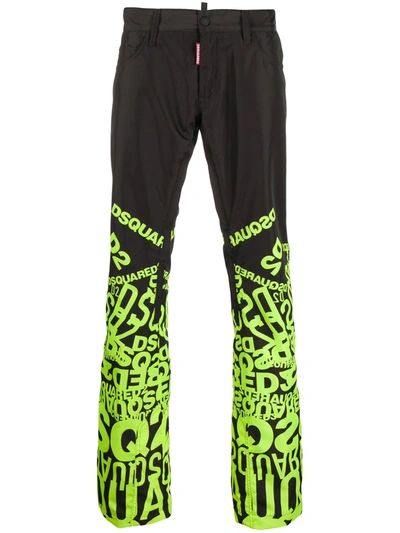 Dsquared2 Logo-print Wide-leg Trousers In Black