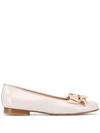 Scarosso Cloe Patent Leather Ballerina Shoes In Neutrals