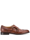 Scarosso Kate Leather Monk Shoes In Brown