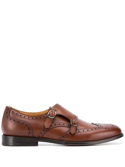 Scarosso Kate Leather Monk Shoes In Brown - Calf