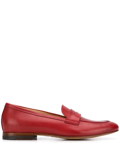 Scarosso Valeria Penny Loafers In Red Calf