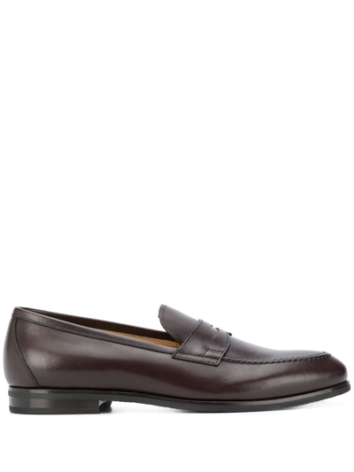 Scarosso Renato Almond Toe Loafers In Brown - Calf