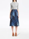 PRADA HERRINGBONE PATCHWORK DENIM SKIRT