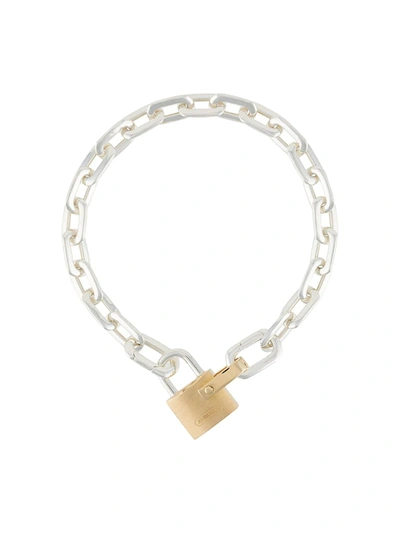 Ambush Padlock-fastening Chain-link Bracelet In Silver