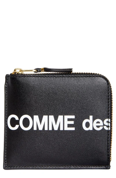 Comme Des Garçons Huge Logo Half-zip Wallet In Black