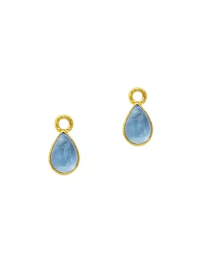 Elizabeth Locke Women's Venetian Glass Intaglio 19k Yellow Gold Small Pear-shaped Cerulean Earring Charms