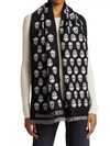 Alexander Mcqueen Reversible Skull Wool Scarf In Light Brown Pink