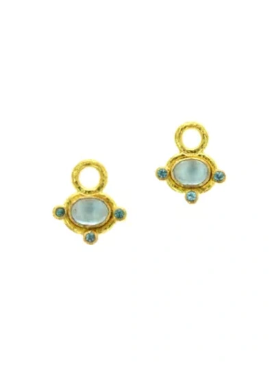 Elizabeth Locke Stone 19k Yellow Gold & Aquamarine Small Earring Charms