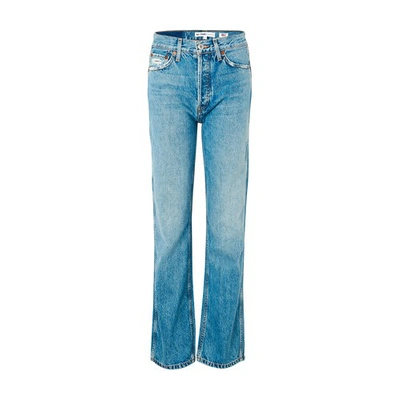 Re/done High Rise Loose Straight Leg Jeans In Worn Blue