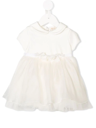 Monnalisa Babies' Flower Appliqué Dress In White