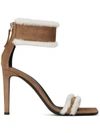 GIUSEPPE ZANOTTI SHEARLING-TRIMMED SANDALS