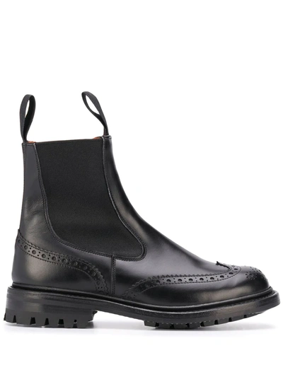 Tricker's Silvia Perforated Ankle Boots In Black