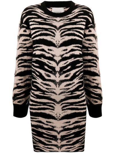 Laneus Tiger-jacquard Jumper Dress In Black