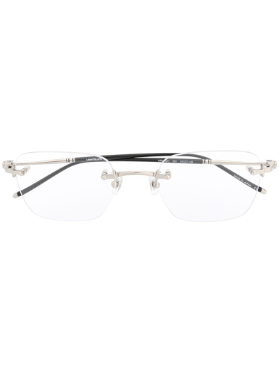 Montblanc Squared Rimless Glasses In Black