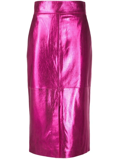 Boutique Moschino Metallic Finish Skirt In Pink