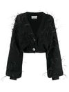 ATTICO FEATHER-TRIMMED CROPPED CARDIGAN