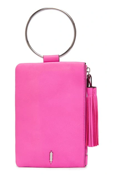 Thacker Nolita Ring Handle Leather Clutch In Hot Pink