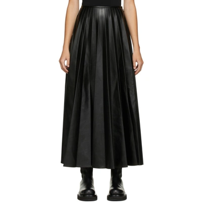 Peter Do Paneled Pleated Vegan Leather And Satin-crepe Maxi Skirt In Black