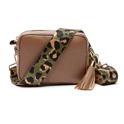 Elie Beaumont Crossbody Taupe Green Leopard Strap