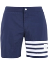 Thom Browne 4-bar Stripe Detailed Shorts In Blue