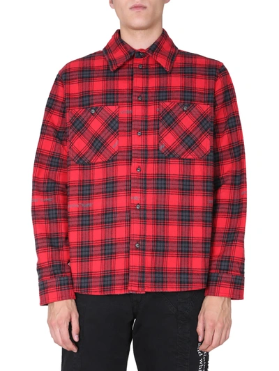 Off-white Stencil Flannel Check Shirt In Red