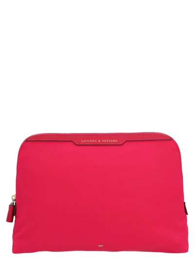 Anya Hindmarch Lotions And Potions Recycled-nylon Washbag In Pink