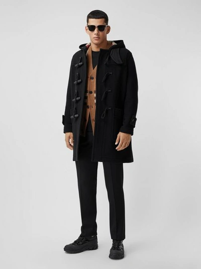 Burberry Technical Wool Duffle Coat In Blue