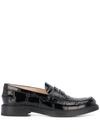 TOD'S CREASED-EFFECT LOW-HEEL LOAFERS