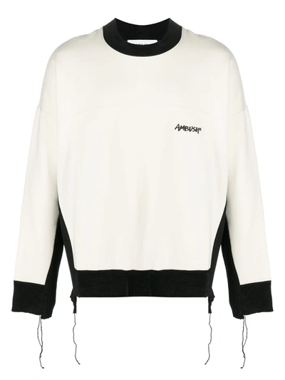 Ambush Logo Print Panelled Mix Sweatshirt In White,black