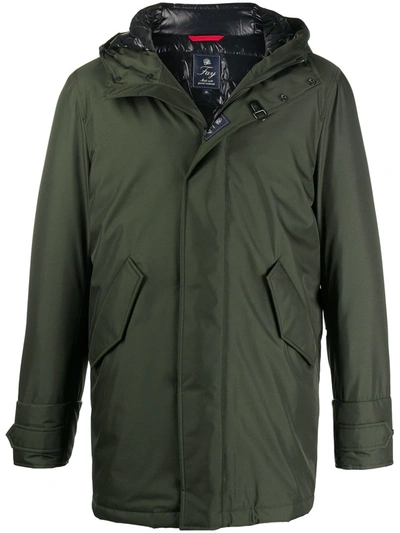Fay Hooded Padded Coat In Green